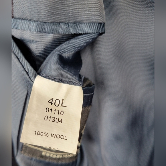 Jos A Bank Blazer Mens 40L Wool Navy Blue Suit Jacket Sport Coat - Picture 12 of 16